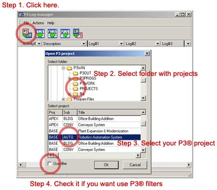 P3Log manager open project