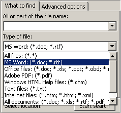 Select type of file